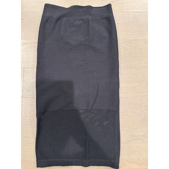 BCBGeneration Black Bondage Ribbed Mesh Stretch Pencil Midi Skirt Size M/L - Picture 2 of 6
